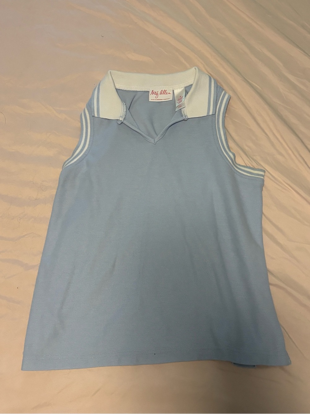 Baby blue & White Sleeveless Tank